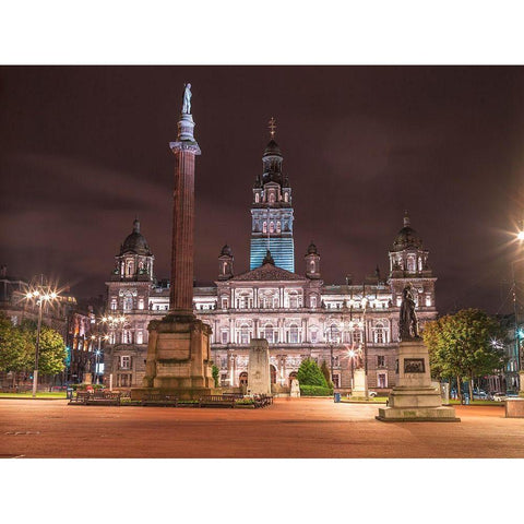 The Cenotaph War Memorial In Front Of The City Chambers In George Square-Glasgow Black Modern Wood Framed Art Print by Frank, Assaf
