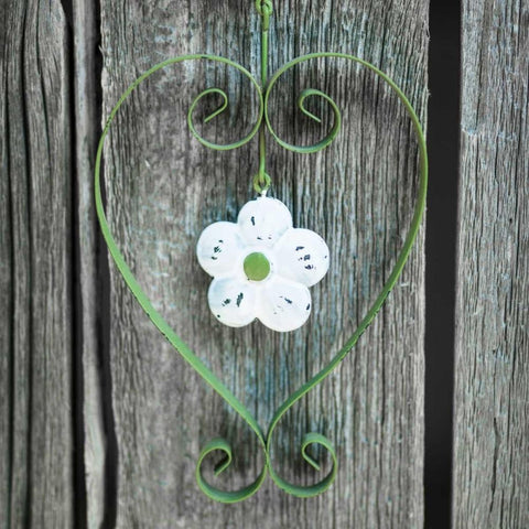 Heart shape with flower on wooden background White Modern Wood Framed Art Print by Frank, Assaf