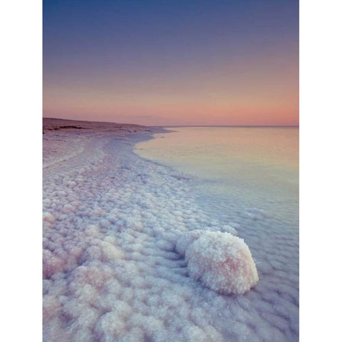 Dead sea shore at dusk, Israel White Modern Wood Framed Art Print by Frank, Assaf