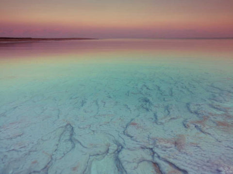 Dead sea shore at dusk, Israel White Modern Wood Framed Art Print with Double Matting by Frank, Assaf