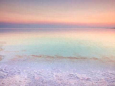 Dead sea shore at dusk-Israel White Modern Wood Framed Art Print with Double Matting by Frank, Assaf