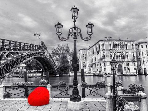 Accademia Bridge-Venice White Modern Wood Framed Art Print with Double Matting by Frank, Assaf