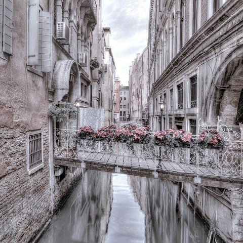 Small bridge over narrow canal-Venice-Italy White Modern Wood Framed Art Print by Frank, Assaf