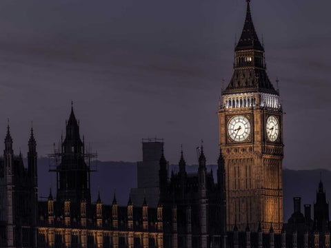 Big Ben in London, UK Black Ornate Wood Framed Art Print with Double Matting by Frank, Assaf