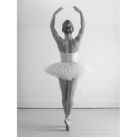 Young female ballerina White Modern Wood Framed Art Print by Frank, Assaf