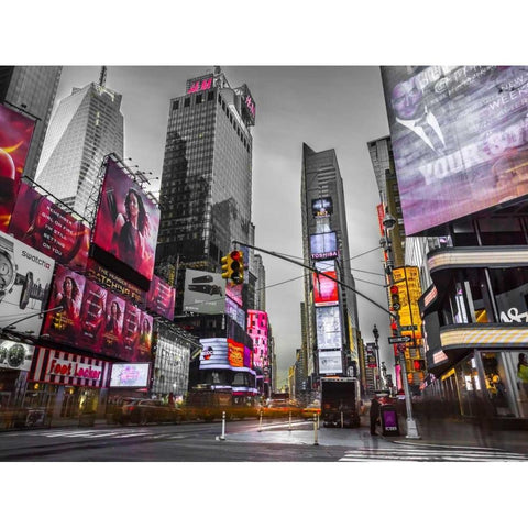 Image of Times Square, New York Black Modern Wood Framed Art Print with Double Matting by Frank, Assaf