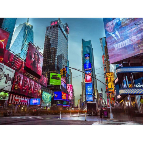 Image of Times Square, New York Black Modern Wood Framed Art Print with Double Matting by Frank, Assaf