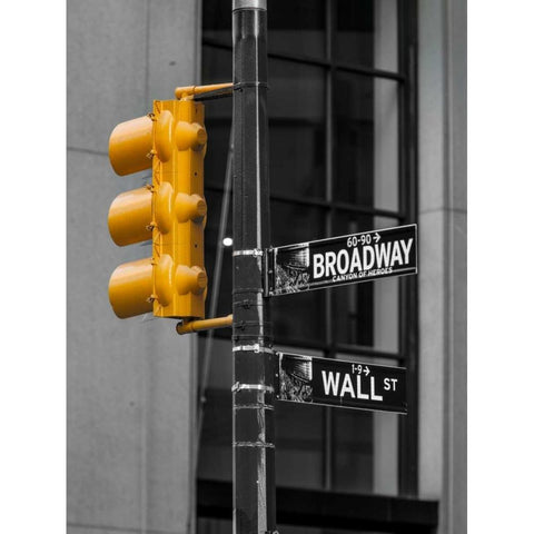 Traffic lights with street signs - New York City Black Modern Wood Framed Art Print with Double Matting by Frank, Assaf