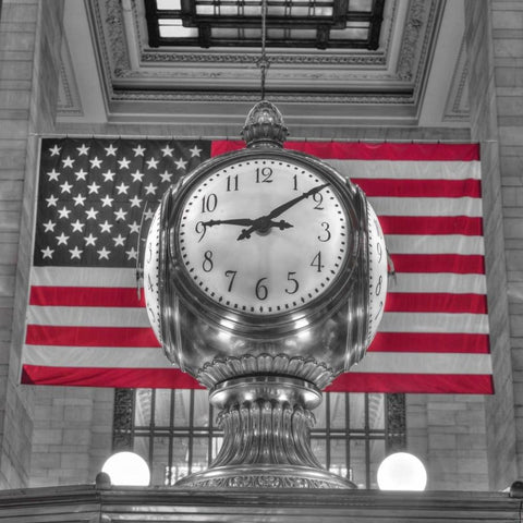 Clock in Grand Central Terminal, New York Black Modern Wood Framed Art Print with Double Matting by Frank, Assaf