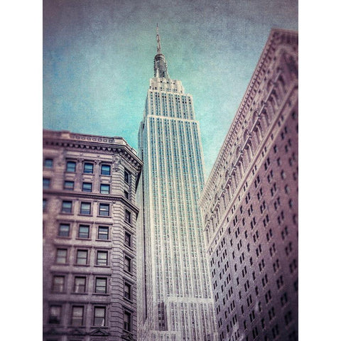 Low angle shot of a Empire State building - New York Black Modern Wood Framed Art Print with Double Matting by Frank, Assaf