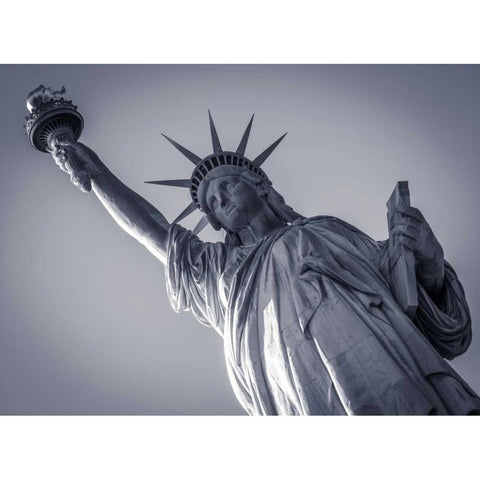 Statue Of Liberty, New York White Modern Wood Framed Art Print by Frank, Assaf