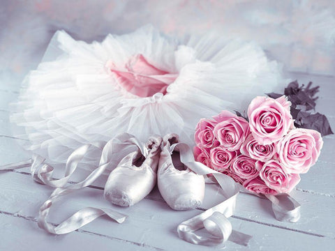 Ballet shoes and skirt Black Ornate Wood Framed Art Print with Double Matting by Frank, Assaf