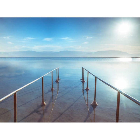 Peir on Dead Sea, Israel Black Modern Wood Framed Art Print by Frank, Assaf