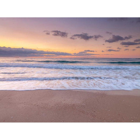 Evening view of beautiful beach in Israel White Modern Wood Framed Art Print by Frank, Assaf