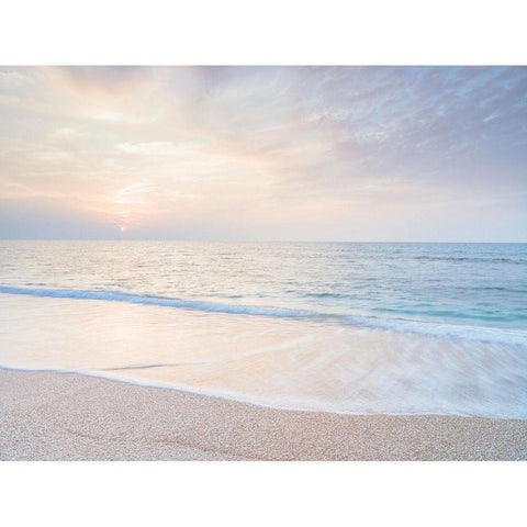 Calm beach at sunset Gold Ornate Wood Framed Art Print with Double Matting by Frank, Assaf