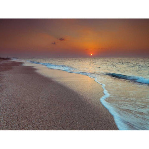 Tranquil beach at dusk Gold Ornate Wood Framed Art Print with Double Matting by Frank, Assaf