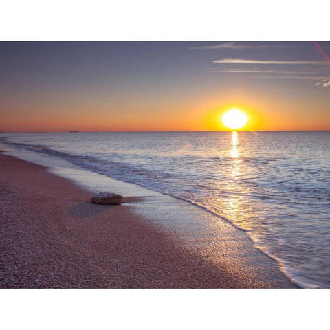 Tranquil beach at dusk Gold Ornate Wood Framed Art Print with Double Matting by Frank, Assaf