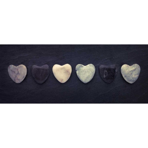 Heart shaped stones in a row White Modern Wood Framed Art Print by Frank, Assaf
