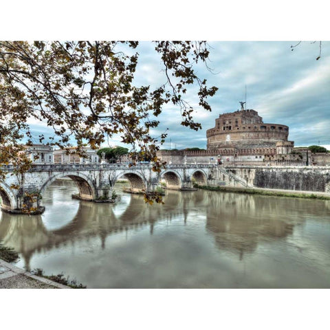 Castle St Angelo in Rome, Italy White Modern Wood Framed Art Print by Frank, Assaf