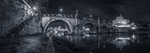 View of Castle St Angelo in Rome, Italy Black Ornate Wood Framed Art Print with Double Matting by Frank, Assaf