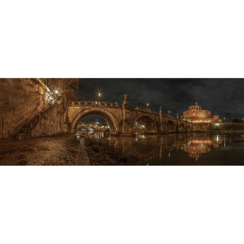 View of Castle St Angelo in Rome, Italy Gold Ornate Wood Framed Art Print with Double Matting by Frank, Assaf