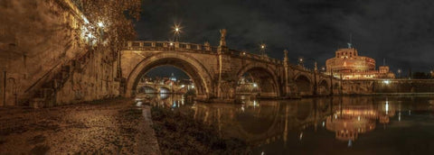 View of Castle St Angelo in Rome, Italy Black Ornate Wood Framed Art Print with Double Matting by Frank, Assaf