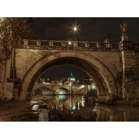 Castle St Angelo bridge in Rome, Italy White Modern Wood Framed Art Print by Frank, Assaf