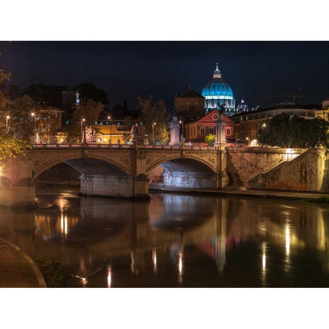 Castle St Angelo bridge in Rome, Italy White Modern Wood Framed Art Print by Frank, Assaf