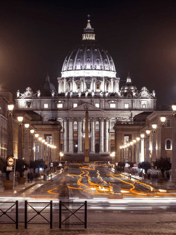 St Peters Square, Rome, Italy White Modern Wood Framed Art Print with Double Matting by Frank, Assaf