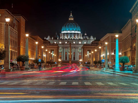 St Peters Square, Rome, Italy Black Ornate Wood Framed Art Print with Double Matting by Frank, Assaf