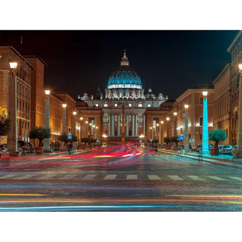 St Peters Square, Rome, Italy White Modern Wood Framed Art Print by Frank, Assaf