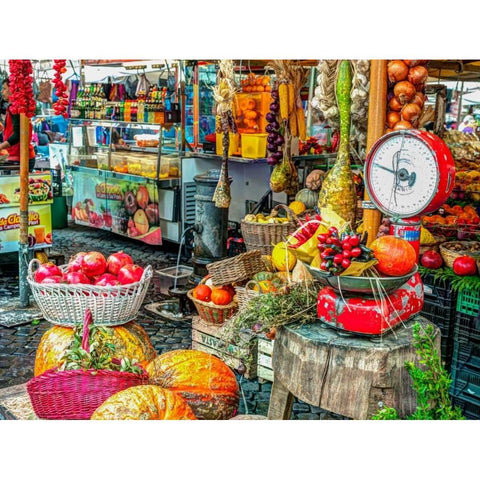 Market place in Rome, Italy White Modern Wood Framed Art Print by Frank, Assaf