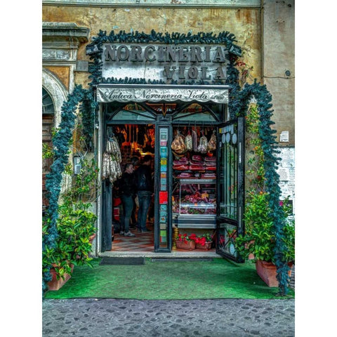 Butcher Shop in Rome, Italy Black Modern Wood Framed Art Print with Double Matting by Frank, Assaf