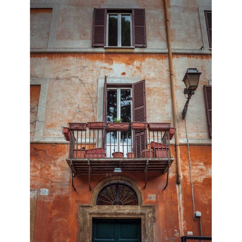 Old building with balcony in Rome, Italy Black Modern Wood Framed Art Print with Double Matting by Frank, Assaf