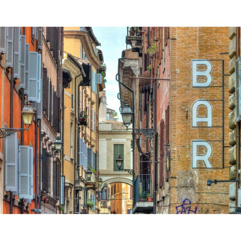 Narrow street through old buildings in Rome, Italy Gold Ornate Wood Framed Art Print with Double Matting by Frank, Assaf