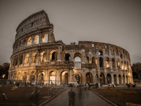 Famous Colosseum in Rome, Italy Black Ornate Wood Framed Art Print with Double Matting by Frank, Assaf