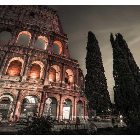 Famous Colosseum in Rome, Italy Black Modern Wood Framed Art Print with Double Matting by Frank, Assaf