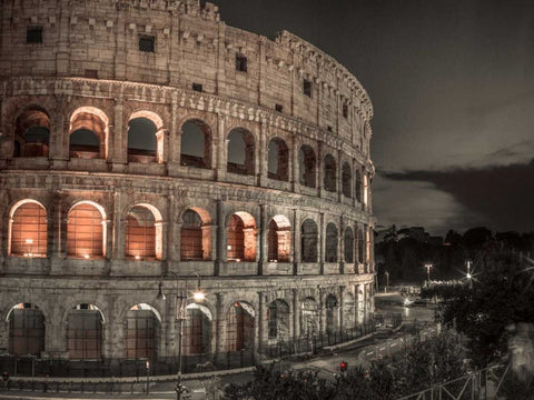 Famous Colosseum in Rome, Italy Black Ornate Wood Framed Art Print with Double Matting by Frank, Assaf