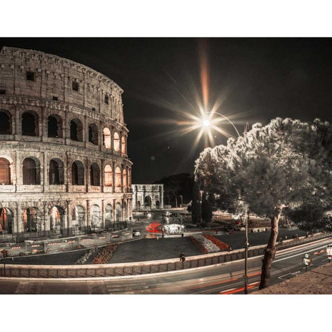 Famous Colosseum in Rome, Italy White Modern Wood Framed Art Print by Frank, Assaf