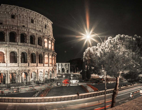 Famous Colosseum in Rome, Italy Black Ornate Wood Framed Art Print with Double Matting by Frank, Assaf