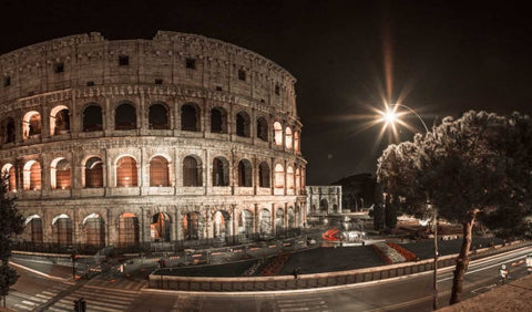 Famous Colosseum in Rome, Italy Black Ornate Wood Framed Art Print with Double Matting by Frank, Assaf