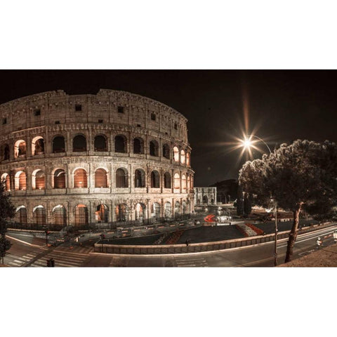 Famous Colosseum in Rome, Italy White Modern Wood Framed Art Print by Frank, Assaf