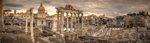 Ruins of the Roman Forum, Rome, Italy White Modern Wood Framed Art Print with Double Matting by Frank, Assaf