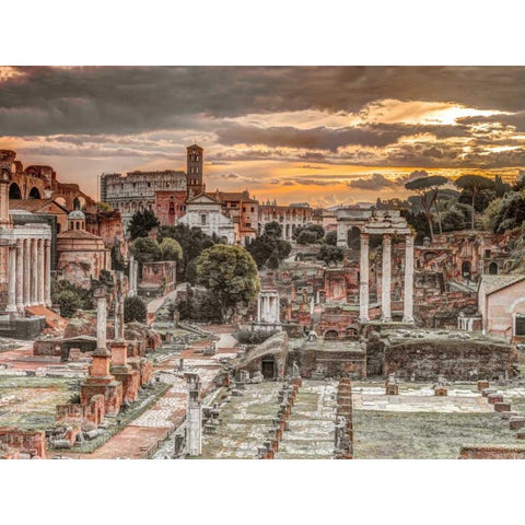 Ruins of the Roman Forum, Rome, Italy Black Modern Wood Framed Art Print with Double Matting by Frank, Assaf