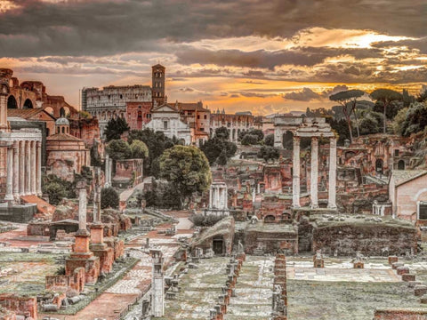 Ruins of the Roman Forum, Rome, Italy White Modern Wood Framed Art Print with Double Matting by Frank, Assaf