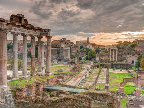 Ruins of the Roman Forum, Rome, Italy White Modern Wood Framed Art Print with Double Matting by Frank, Assaf