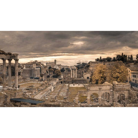 Ruins of the Roman Forum, Rome, Italy Black Modern Wood Framed Art Print with Double Matting by Frank, Assaf