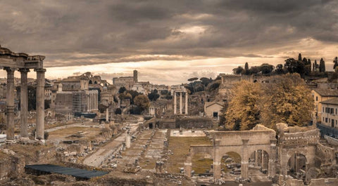 Ruins of the Roman Forum, Rome, Italy White Modern Wood Framed Art Print with Double Matting by Frank, Assaf