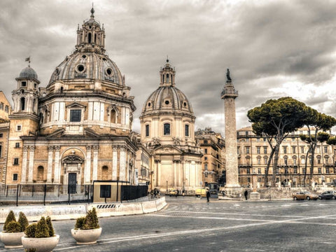 Santa Maria di Loreto church, Rome, Italy White Modern Wood Framed Art Print with Double Matting by Frank, Assaf