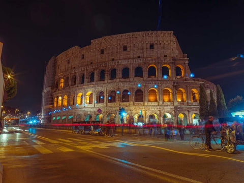 Famous Colosseum in Rome, Italy Black Ornate Wood Framed Art Print with Double Matting by Frank, Assaf